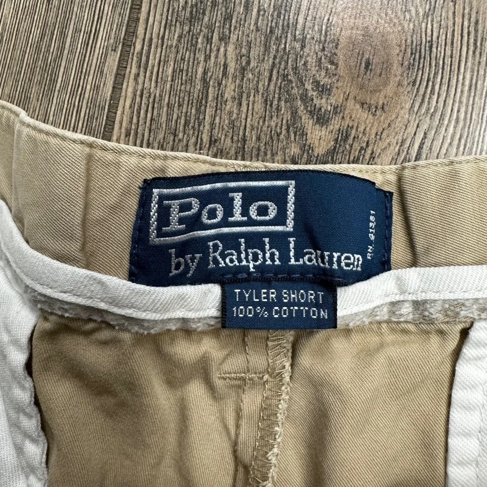 Polo Ralph Lauren Tyler Short Mens 35 Khaki Tan Pleated Cotton Chino Shorts 9in